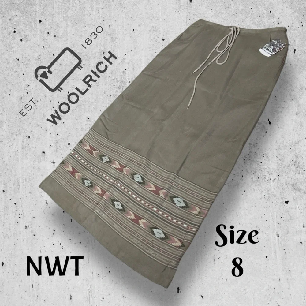 Woolrich NWT Skirt Size 12 Long Modest Style Pockets Tribal Aztec Print Brown